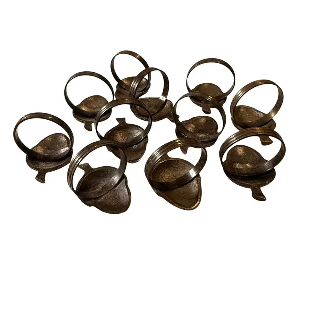 Vintage Bronze Acorn Napkin Rings Dinnerware 11 Piece Set